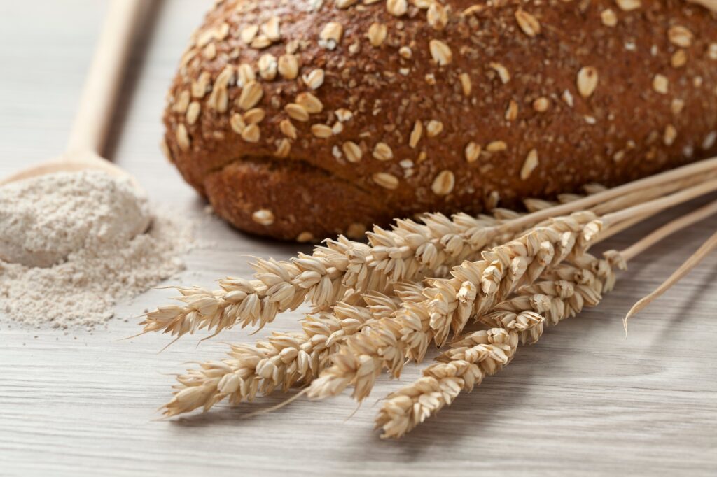 Whole weat bread,dried wheat and flour